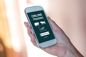 Online trading concept on a smartphone
