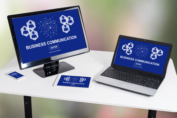 Business communication concept on different devices