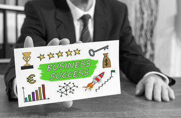 Business success concept on an index card