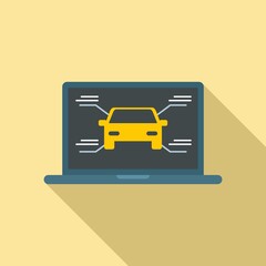 Car service laptop icon. Flat illustration of car service laptop vector icon for web design