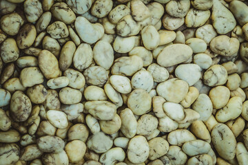 White pebbles river stone  vintage filter effect  background