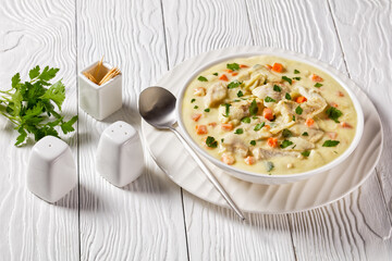 poached cod fish in milk base sauce