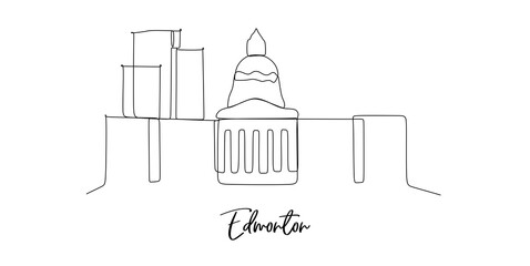 Obraz premium Edmonton of Canada landmark skyline - continuous one line drawing