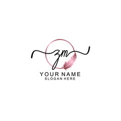 Letter ZM Beautiful handwriting logo