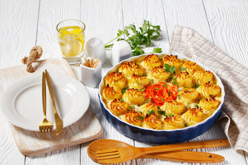 Fish pie, fisherman pie in a dish