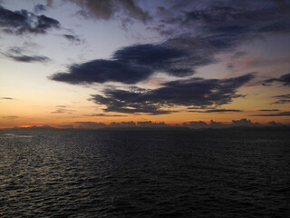 A stunning sunrise view from a ship at Lombok strait Bali Lombok Indonesia