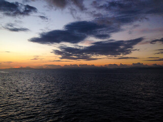 A stunning sunrise view from a ship at Lombok strait Bali Lombok Indonesia