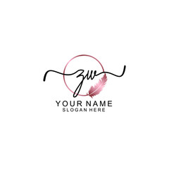 Letter ZW Beautiful handwriting logo