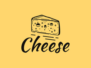 Outline logo of a piece of cheese with holes