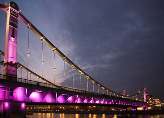 beautiful bridge with lights at night