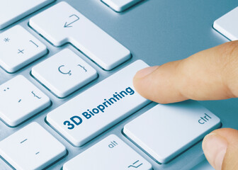3D bioprinting - Inscription on Blue Keyboard Key.