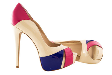 multicolor glossy leather stylish women platforms high heel shoes