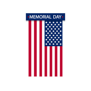 Usa flag with memorial ribbon, vector art illustration.