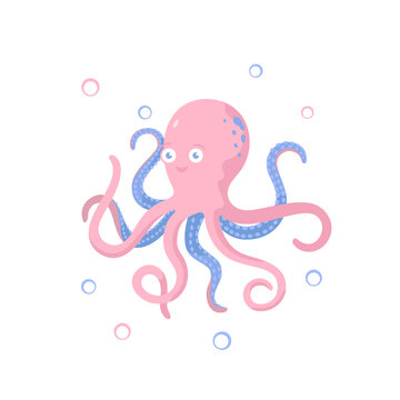 pink blue octopus character