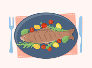 fish and salad on plate