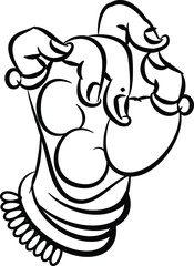 The beautiful hand gesture of lord Buddha in Indian folk art Kalamkari style. for textile printing, logo, wallpaper