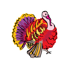 Turkey Bird Cartoon Mascot Character. Vector Illustration Flat Design Isolated On White Background