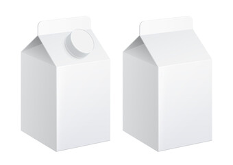 Realistic carton of milk carton package 500ml. Version with and without cap. Vector illustration.