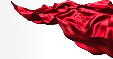 Red flying satin, cloth isolated on white background. 3d render