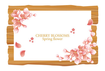 春の花と木材のベクターイラスト素材