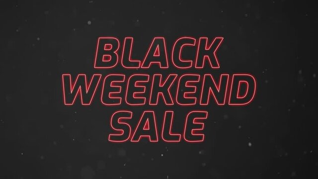 Black weekend sale glowing light banner with particles