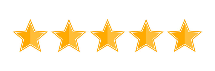 Five stars customer product rating review flat icon for apps and websites	
