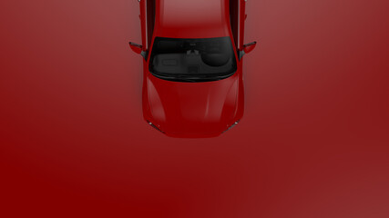 auto red. 3d illustration of fragments of vehicles on a red uniform background.