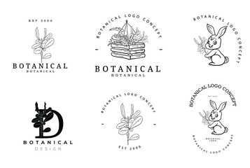 Minimal feminine flower modern organic hand drawn minimal logo 