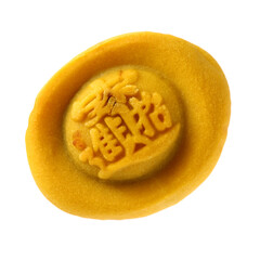 Mid-Autumn Festival moon cake on white background（Non-English texts translation :sweet red bean paste）