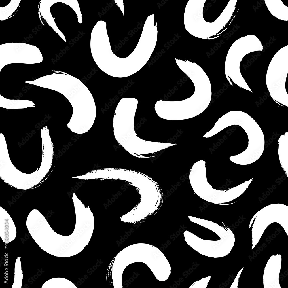 Aufkleber paint drawing seamless pattern black and white smear. hand drawn abstract illustration grunge elemen