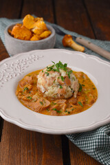 Dumplings with chanterelle ragout