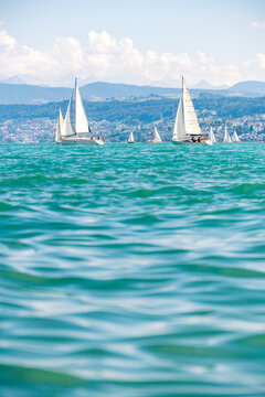 Sailing boats on Lake Zurich, Switzerland