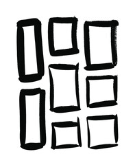 Paint drawing seamless pattern black and white squares. Hand drawn abstract illustration grunge elements. Vector abstract objects for design 