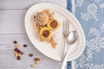 Sweet dumplings with nougat cream