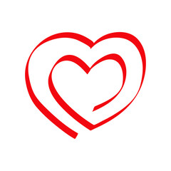 Día de San Valentín. Logotipo corazón dibujado a mano con lineas en color rojo	