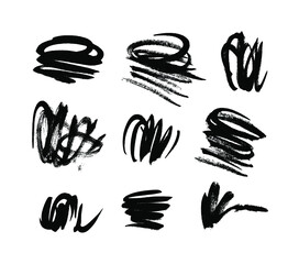 Paint drawing seamless pattern black and white smear. Hand drawn abstract illustration grunge elements. Vector abstract objects for design 
