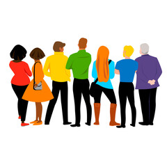 Fototapeta premium rainbow people. vector image of a group of people of different races and nationalities in colored clothing