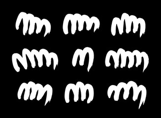 Paint drawing seamless pattern black and white smear. Hand drawn abstract illustration grunge elements. Vector abstract objects for design 