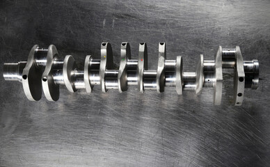 New engine crankshaft. Spare part.