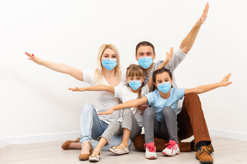 Modern family at preventive quarantine due to global pandemia