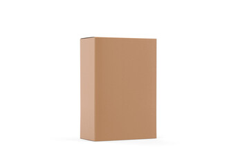 Brown kraft paper box mockup, cardboard packaging box mock up template on isolated white background, 3d illustration