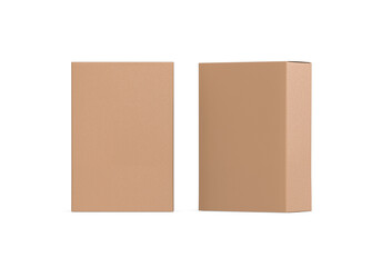 Brown kraft paper box mockup, cardboard packaging box mock up template on isolated white...