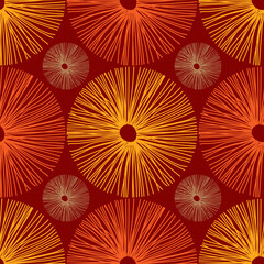 Seamless African Art Deco Pattern in Red and Orange for Fabric and Textile Print