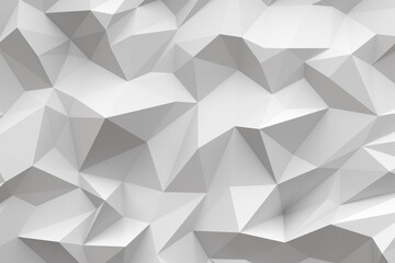 Low-poly background in the form of chaotic white polygons. Wall decor. 3d illustration.