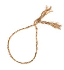Piece of brown twine isolated on white background. rope