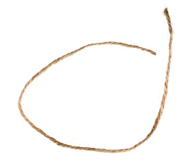 Piece of brown twine isolated on white background. rope
