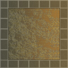 Inside there is a golden square with a stone texture. The background is covered with a granite texture. The golden square is surrounded by shadows of rectangles and squares.