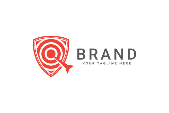 elegant shield target logo, red color, unique concept design