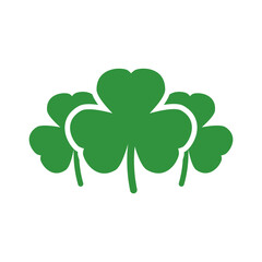 Three green shamrock illustration isolated on white. Clover three leaf flower.