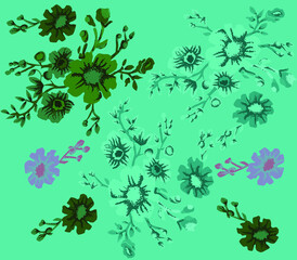 seamless pattern design consisting of flowers. For textile fabrics